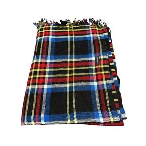 Piombo Vibrant Tartan Fringe Throw‎ Blanket Size 54X65 inches
